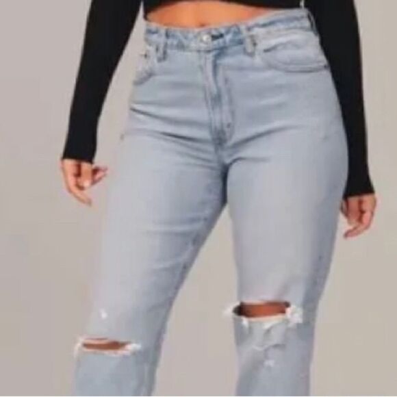 NWT Abercrombie & Fitch The Mom High Rise Women’s Jeans Size 37/24R plus size. - Picture 2 of 11